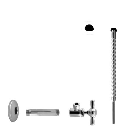 Westbrass Supply Kit, 1/2" IPS x 3/8" OD x 12" Corrugated in Polished Chrome D103K12X-26